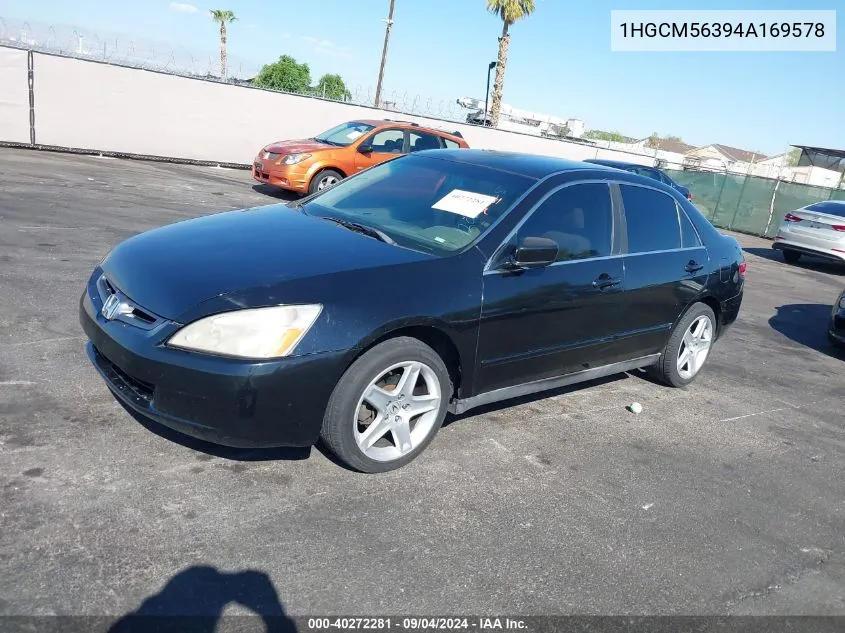 2004 Honda Accord 2.4 Lx VIN: 1HGCM56394A169578 Lot: 40272281