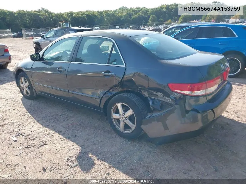 2004 Honda Accord 2.4 Ex VIN: 1HGCM56674A153759 Lot: 40273371