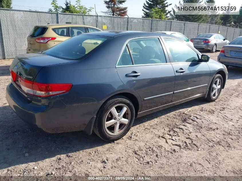 2004 Honda Accord 2.4 Ex VIN: 1HGCM56674A153759 Lot: 40273371