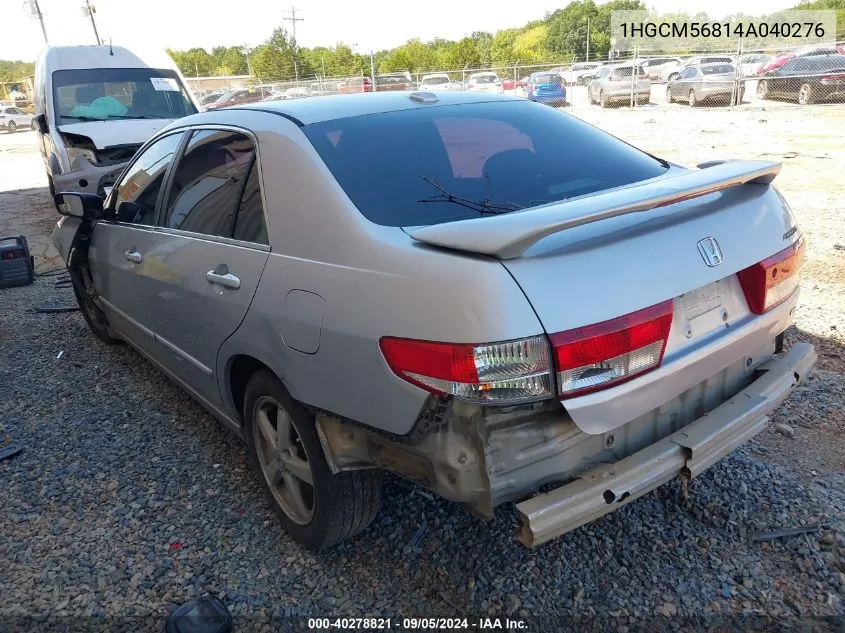 2004 Honda Accord Ex VIN: 1HGCM56814A040276 Lot: 40278821