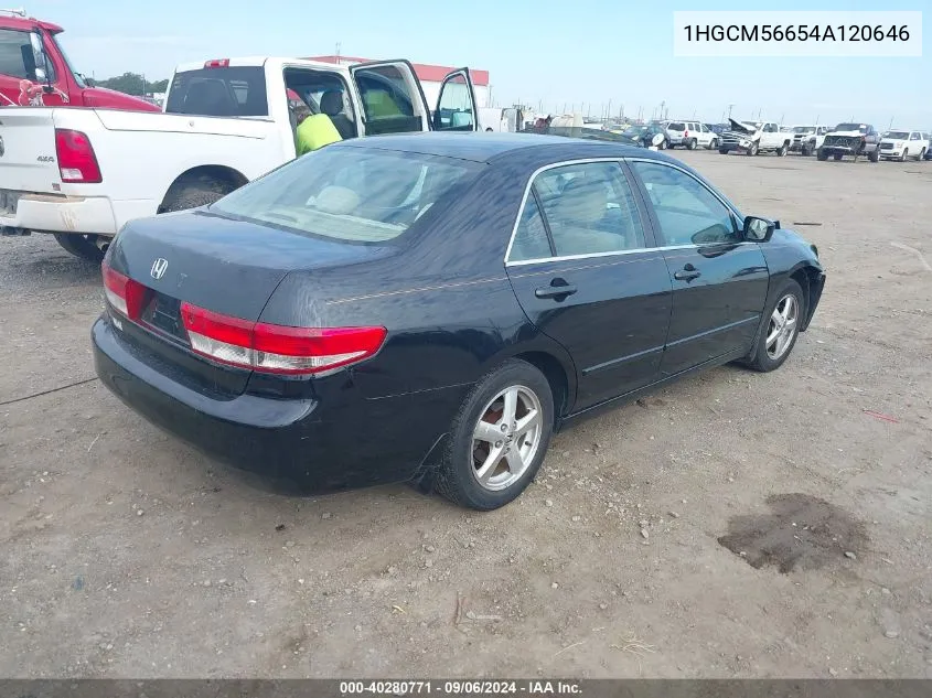 2004 Honda Accord 2.4 Ex VIN: 1HGCM56654A120646 Lot: 40280771