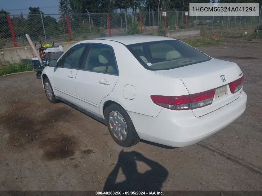 2004 Honda Accord 2.4 Lx VIN: 1HGCM56324A041294 Lot: 40283250