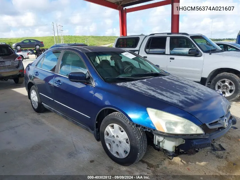 2004 Honda Accord 2.4 Lx VIN: 1HGCM56374A021607 Lot: 40302812