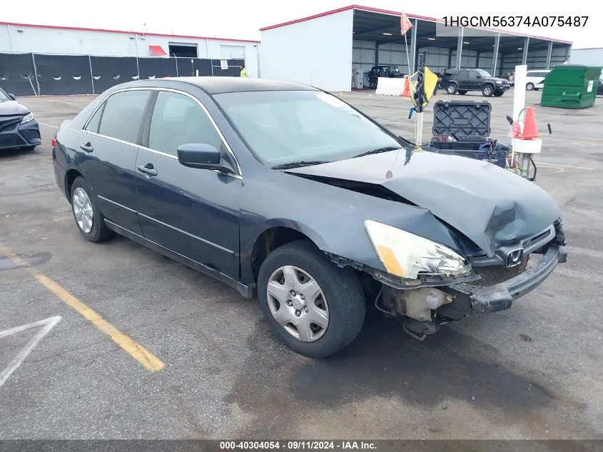 2004 Honda Accord Lx VIN: 1HGCM56374A075487 Lot: 40304054