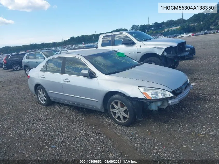 2004 Honda Accord 2.4 Lx VIN: 1HGCM56304A138350 Lot: 40309652