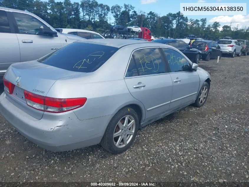 2004 Honda Accord 2.4 Lx VIN: 1HGCM56304A138350 Lot: 40309652