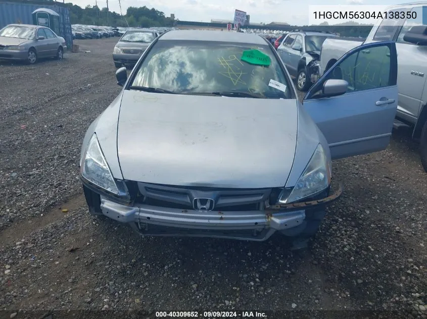 1HGCM56304A138350 2004 Honda Accord 2.4 Lx