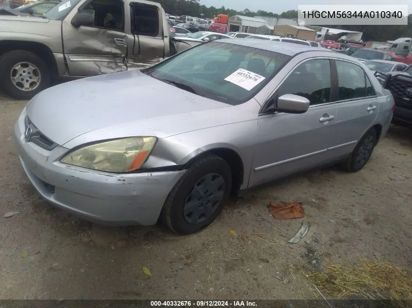 2004 Honda Accord 2.4 Lx VIN: 1HGCM56344A010340 Lot: 40332676