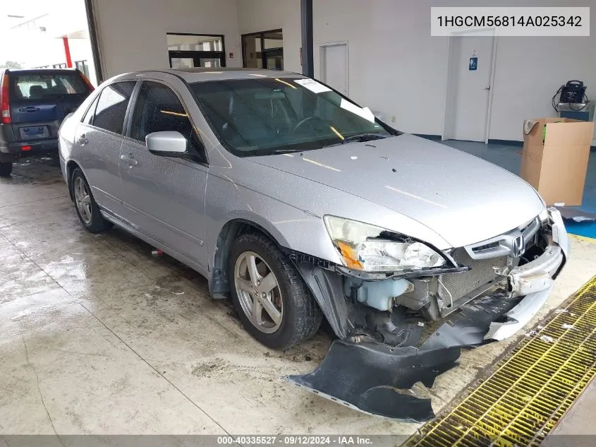 2004 Honda Accord 2.4 Ex VIN: 1HGCM56814A025342 Lot: 40335527