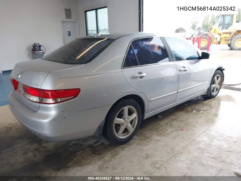 1HGCM56814A025342 2004 Honda Accord 2.4 Ex