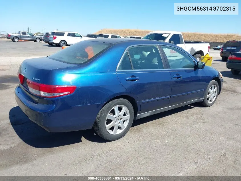 2004 Honda Accord 2.4 Lx VIN: 3HGCM56314G702315 Lot: 40353861