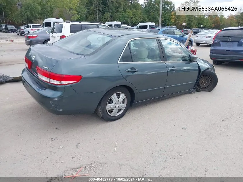 2004 Honda Accord 2.4 Lx VIN: 1HGCM56334A065426 Lot: 40452779