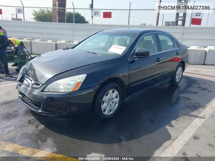 2004 Honda Accord 2.4 Lx VIN: 1HGCM56334A027386 Lot: 40526089