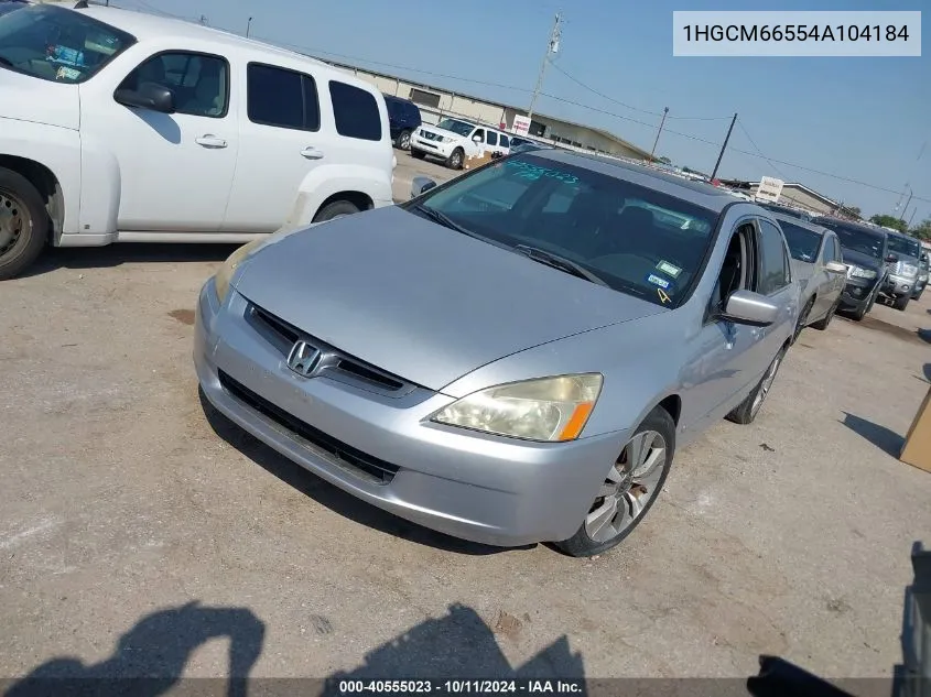 2004 Honda Accord 3.0 Ex VIN: 1HGCM66554A104184 Lot: 40555023