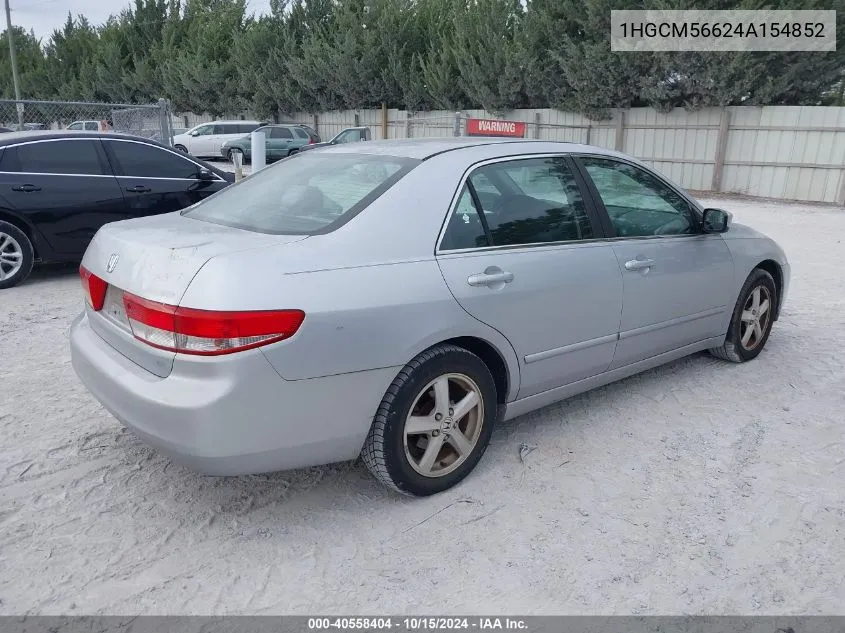 2004 Honda Accord 2.4 Ex VIN: 1HGCM56624A154852 Lot: 40558404