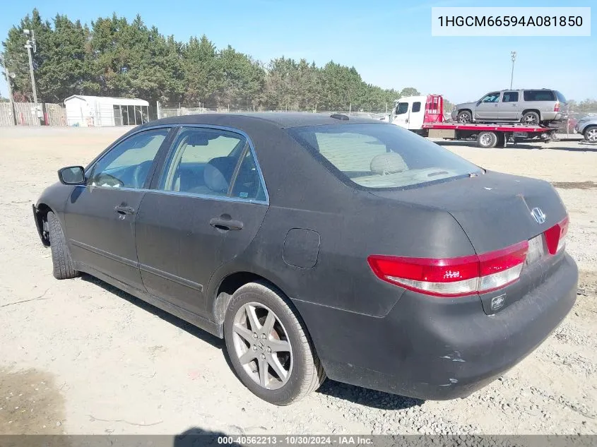 2004 Honda Accord 3.0 Ex VIN: 1HGCM66594A081850 Lot: 40562213