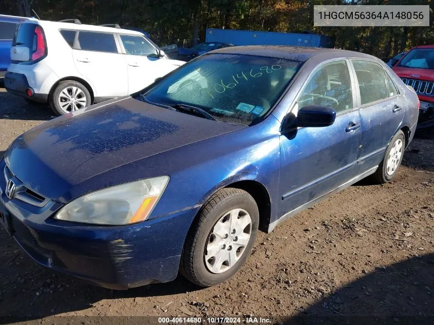 2004 Honda Accord 2.4 Lx VIN: 1HGCM56364A148056 Lot: 40614680