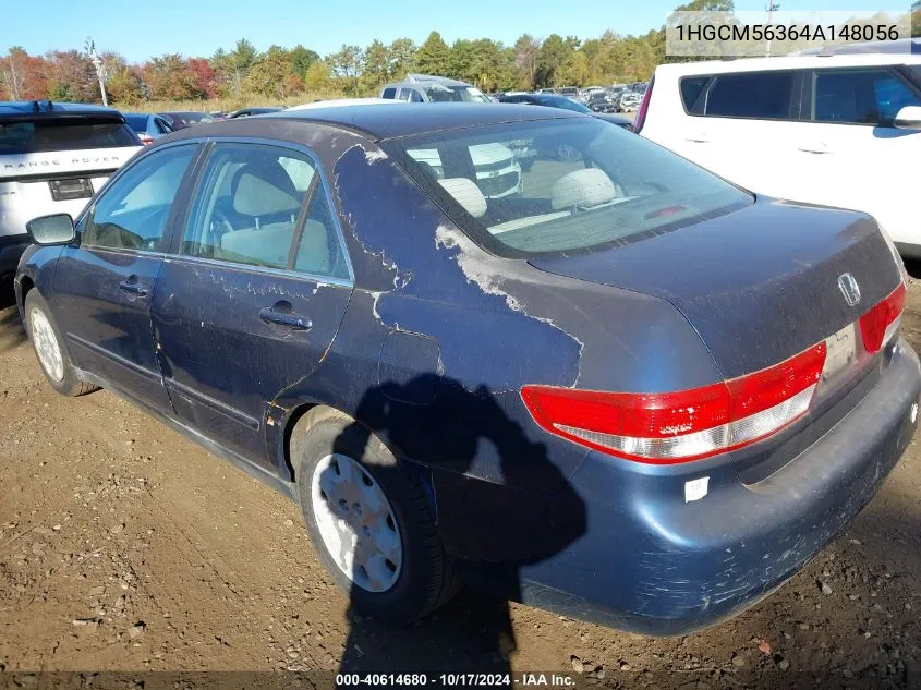 2004 Honda Accord 2.4 Lx VIN: 1HGCM56364A148056 Lot: 40614680