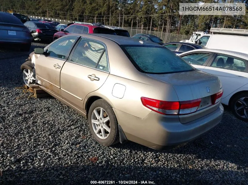 1HGCM66514A078568 2004 Honda Accord Ex