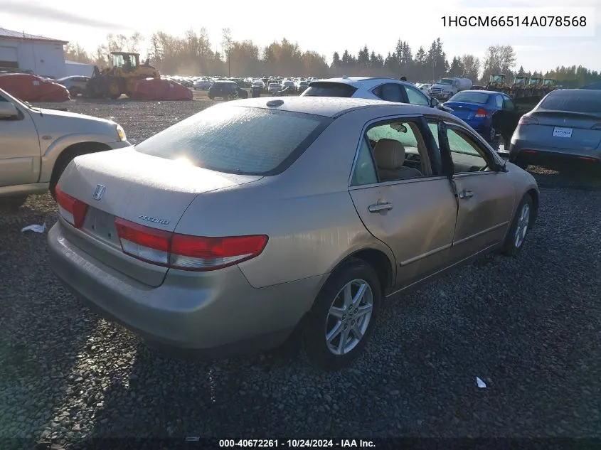 1HGCM66514A078568 2004 Honda Accord Ex