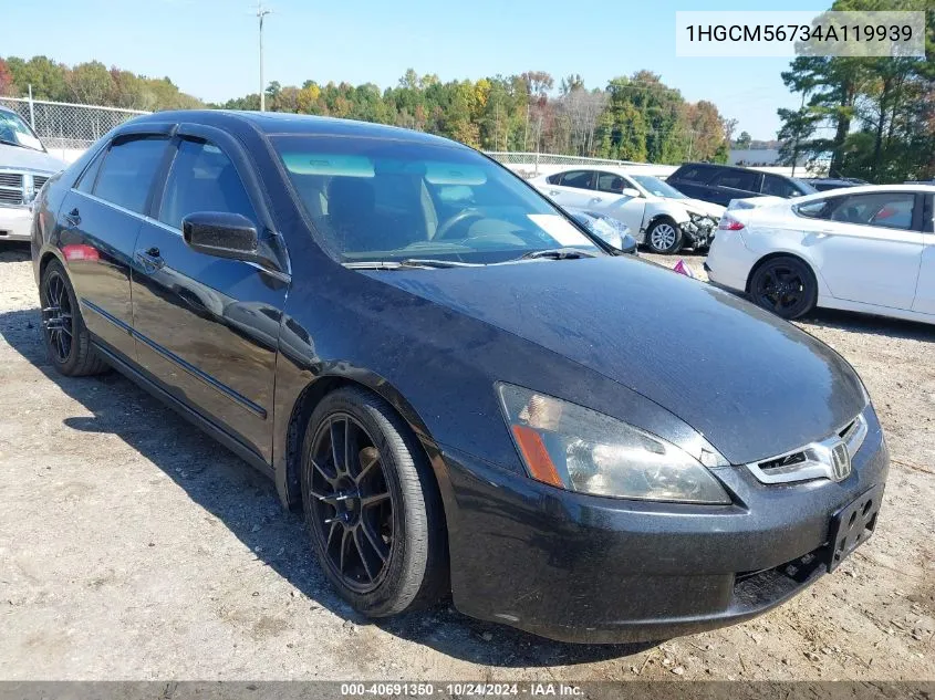 2004 Honda Accord 2.4 Ex VIN: 1HGCM56734A119939 Lot: 40691350