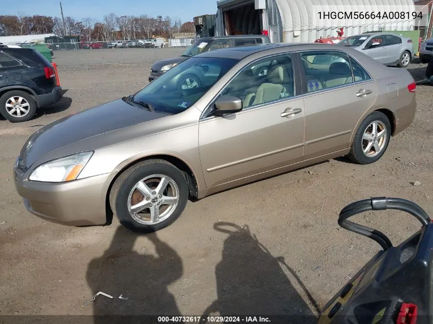 1HGCM56664A008194 2004 Honda Accord Sdn Ex