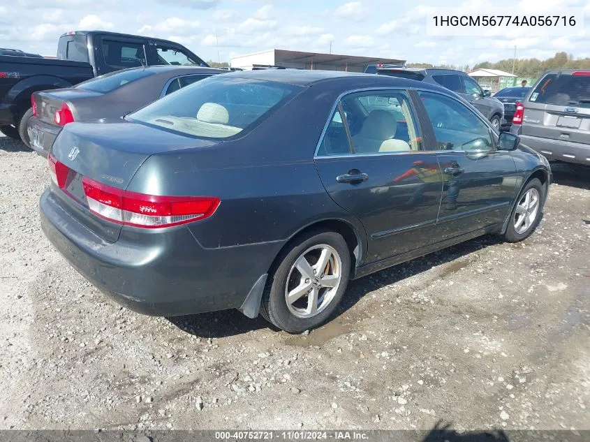 2004 Honda Accord 2.4 Ex VIN: 1HGCM56774A056716 Lot: 40752721