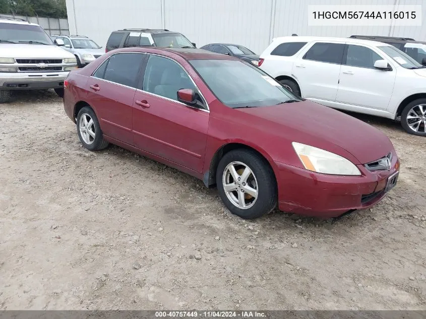 2004 Honda Accord 2.4 Ex VIN: 1HGCM56744A116015 Lot: 40757449