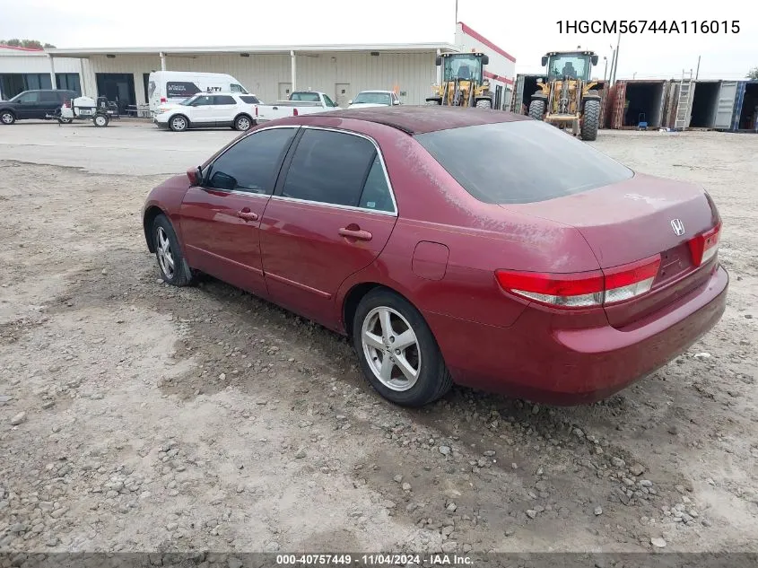 2004 Honda Accord 2.4 Ex VIN: 1HGCM56744A116015 Lot: 40757449