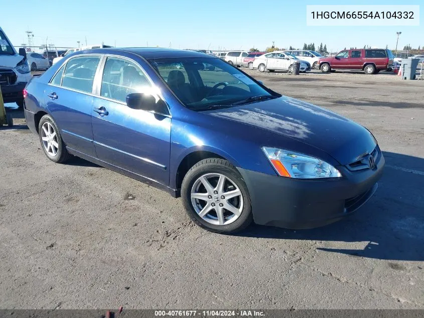 2004 Honda Accord 3.0 Ex VIN: 1HGCM66554A104332 Lot: 40761677