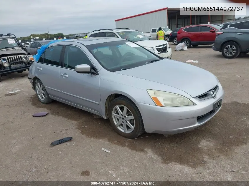 2004 Honda Accord 3.0 Ex VIN: 1HGCM66514A072737 Lot: 40762747