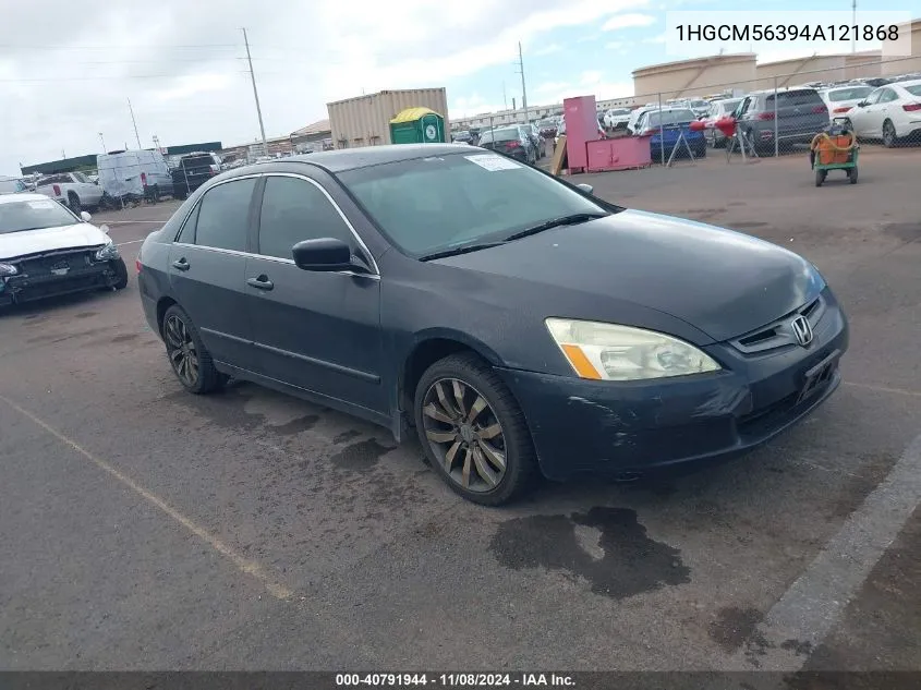 2004 Honda Accord Sdn Lx VIN: 1HGCM56394A121868 Lot: 40791944