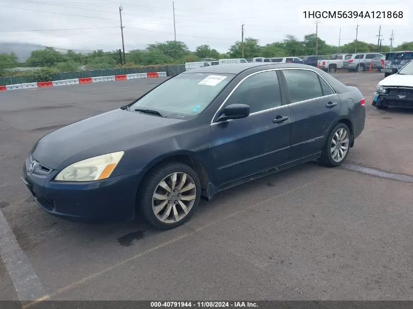 2004 Honda Accord Sdn Lx VIN: 1HGCM56394A121868 Lot: 40791944