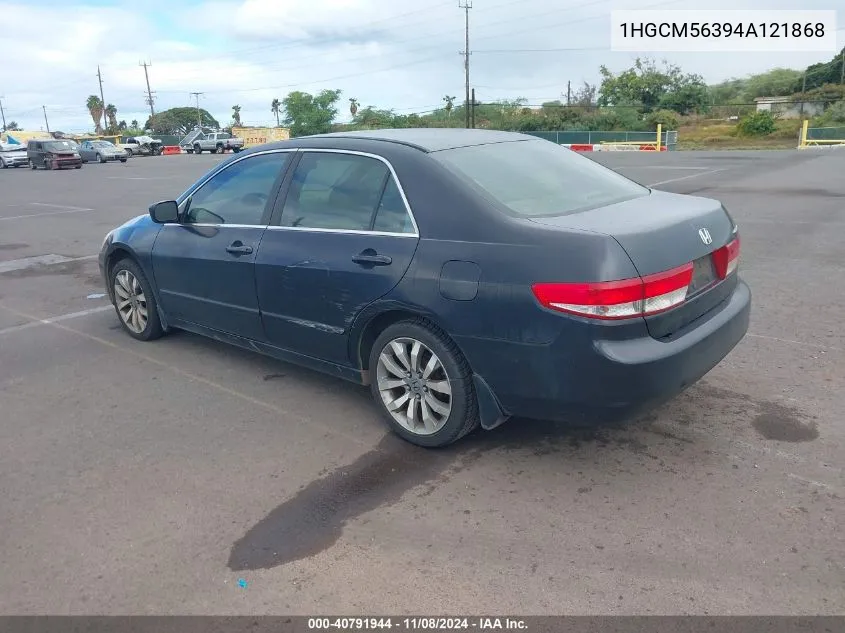 2004 Honda Accord Sdn Lx VIN: 1HGCM56394A121868 Lot: 40791944