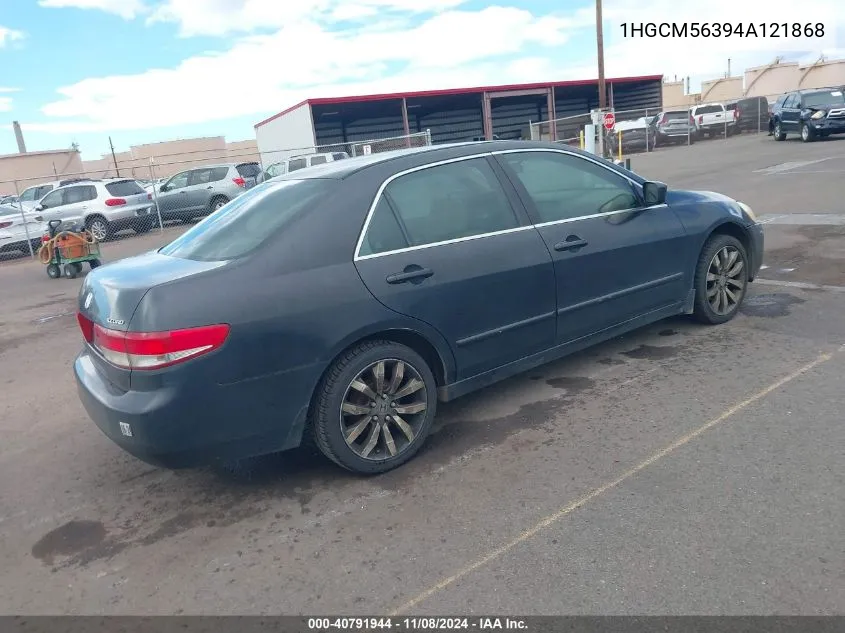 2004 Honda Accord Sdn Lx VIN: 1HGCM56394A121868 Lot: 40791944