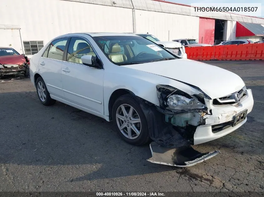 2004 Honda Accord 3.0 Ex VIN: 1HGCM66504A018507 Lot: 40810926