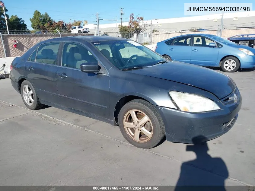 2004 Honda Accord 2.4 Ex VIN: JHMCM56694C038498 Lot: 40817465