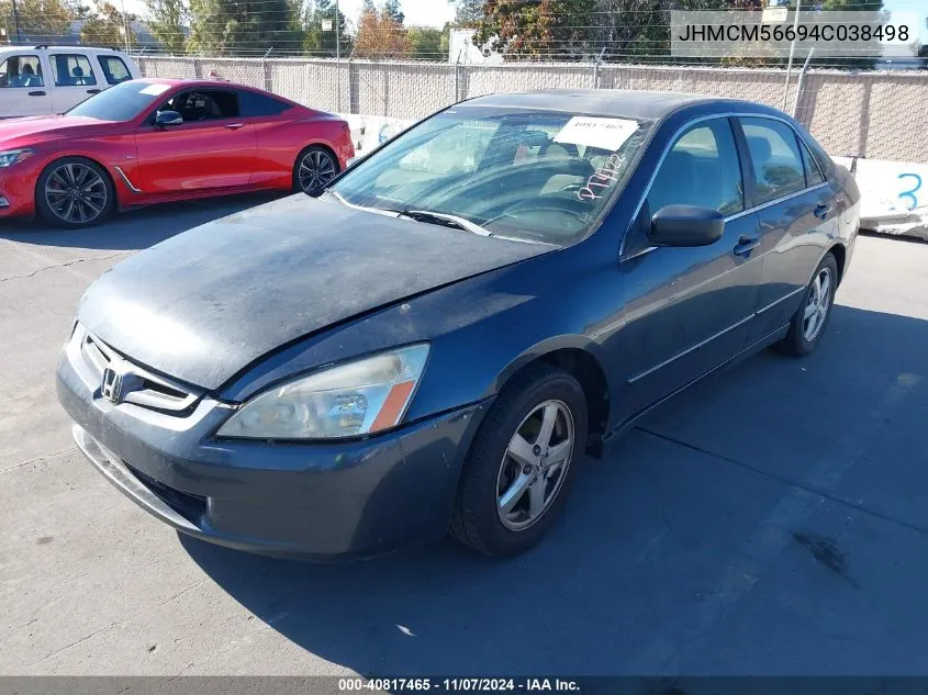 2004 Honda Accord 2.4 Ex VIN: JHMCM56694C038498 Lot: 40817465