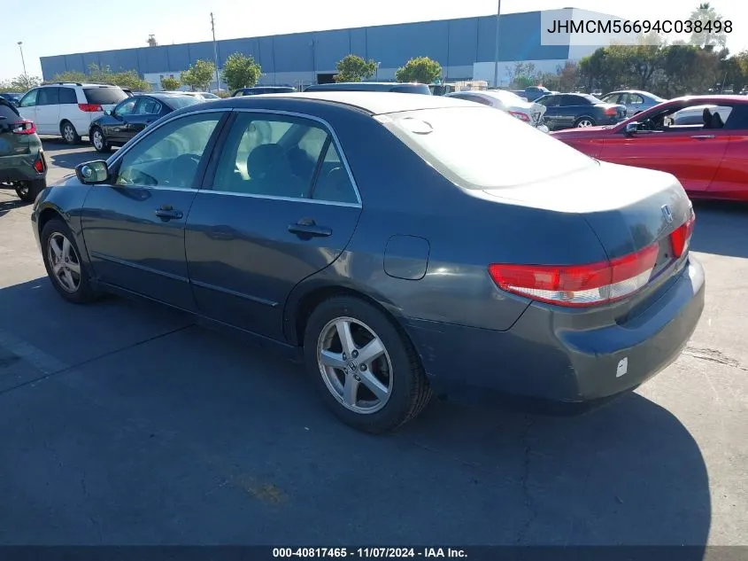 2004 Honda Accord 2.4 Ex VIN: JHMCM56694C038498 Lot: 40817465