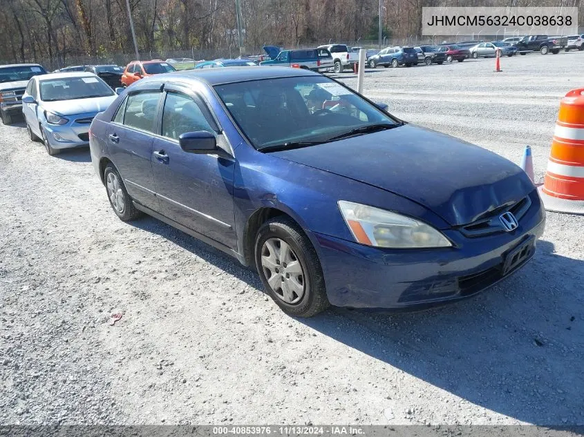 2004 Honda Accord 2.4 Lx VIN: JHMCM56324C038638 Lot: 40853976