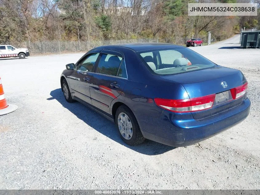 2004 Honda Accord 2.4 Lx VIN: JHMCM56324C038638 Lot: 40853976