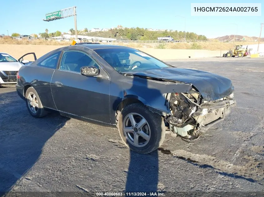 2004 Honda Accord 2.4 Ex VIN: 1HGCM72624A002765 Lot: 40860683