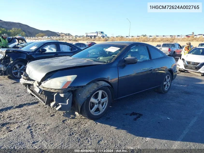 2004 Honda Accord 2.4 Ex VIN: 1HGCM72624A002765 Lot: 40860683