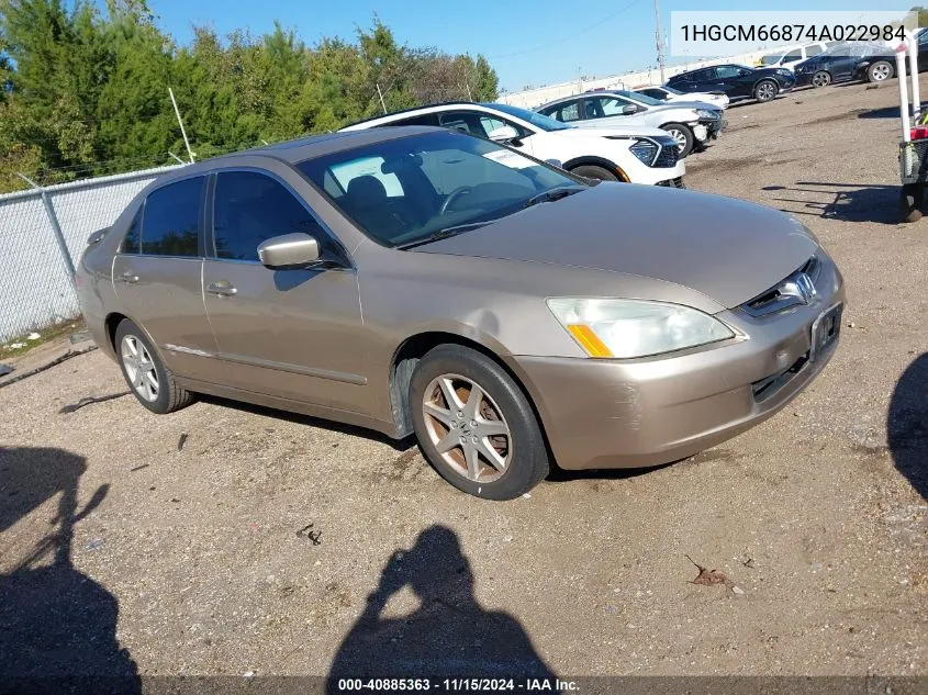 2004 Honda Accord 3.0 Ex VIN: 1HGCM66874A022984 Lot: 40885363