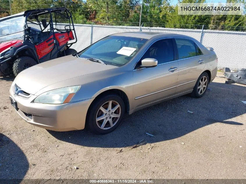 2004 Honda Accord 3.0 Ex VIN: 1HGCM66874A022984 Lot: 40885363