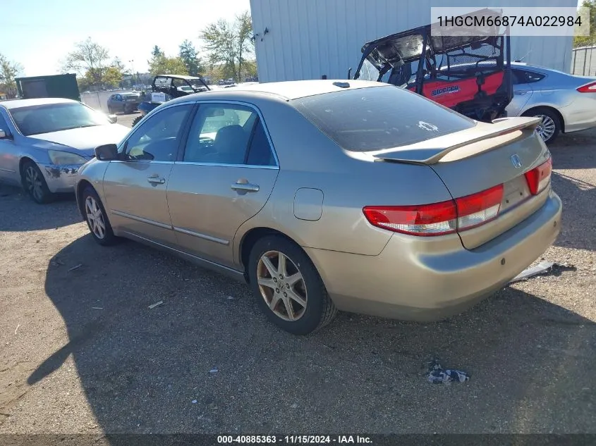 2004 Honda Accord 3.0 Ex VIN: 1HGCM66874A022984 Lot: 40885363