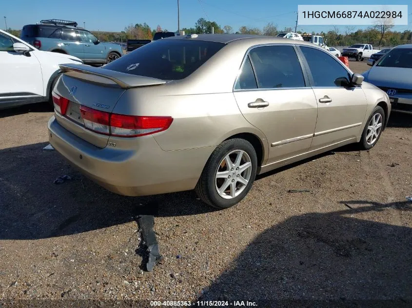 2004 Honda Accord 3.0 Ex VIN: 1HGCM66874A022984 Lot: 40885363