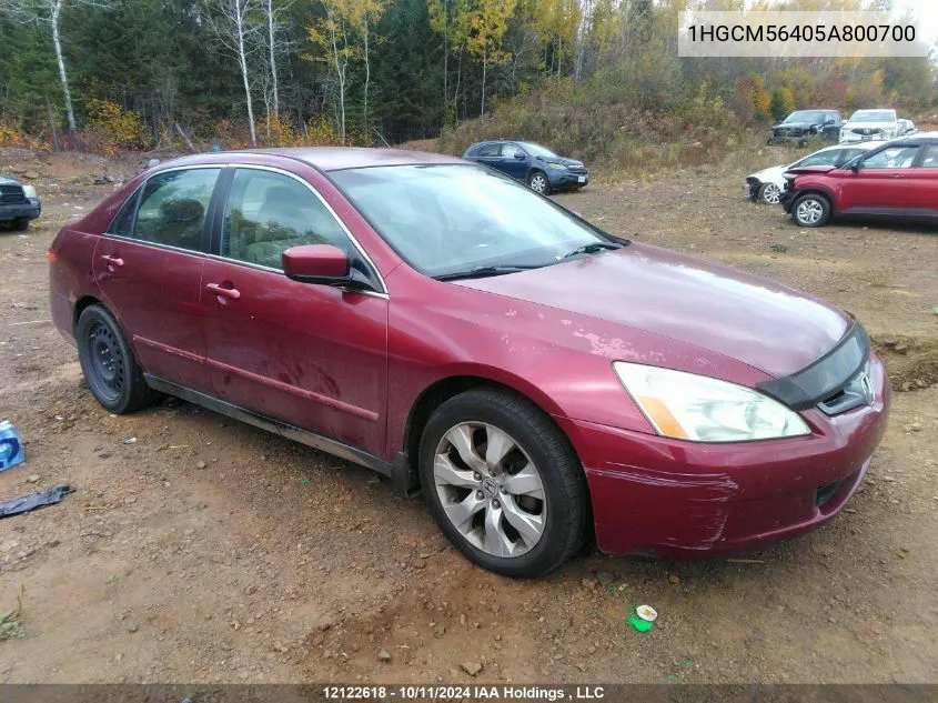 2005 Honda Accord VIN: 1HGCM56405A800700 Lot: 12122618