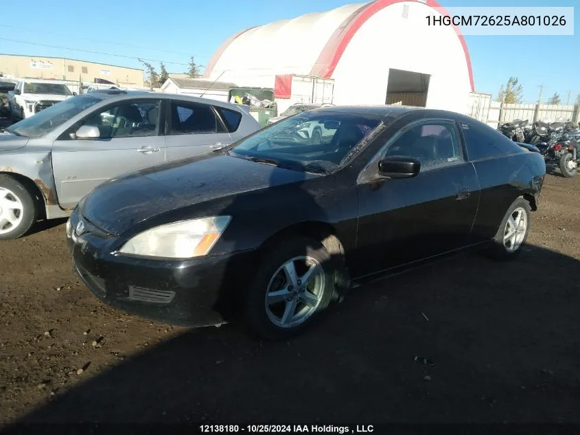 2005 Honda Accord Cpe VIN: 1HGCM72625A801026 Lot: 12138180