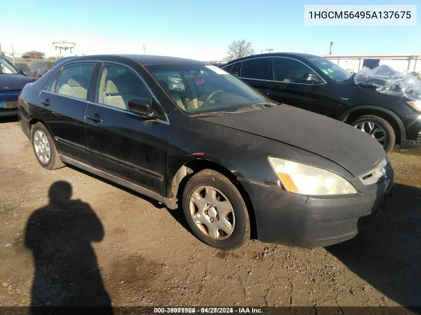 2005 Honda Accord 2.4 Lx VIN: 1HGCM56495A137675 Lot: 39071924